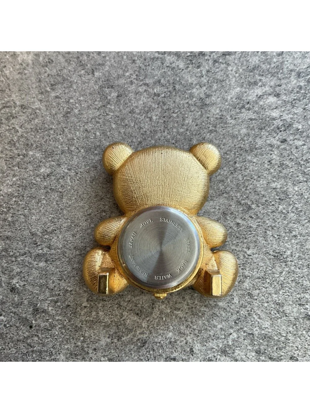 DINEIFA Teddy Bear Mini Desk Watch 42mm Gold Tone Figurine Novelty A8